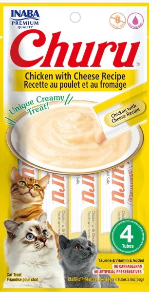 Inaba Cat Snack Churu 4 Piezas - Chicken With Cheese- Pollo Y Queso 56 Gr