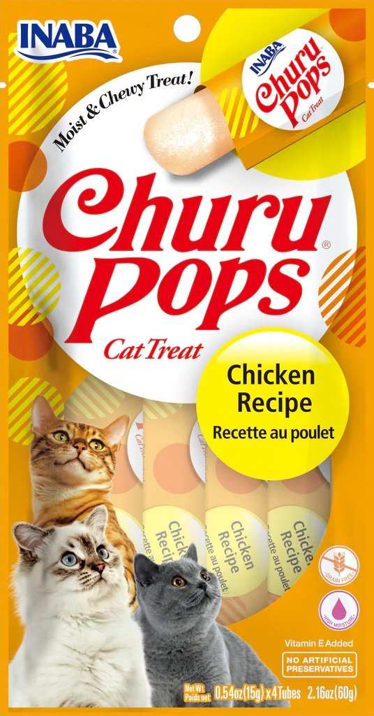 Inaba Cat Snack Churu Pops 4 Piezas - Chicken - Pollo 60 Gr
