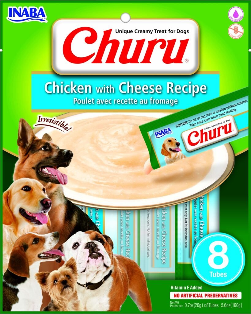 Inaba Dog Snack Churu 8 Piezas - Chicken With Cheese- Pollo Y Queso 160 Gr