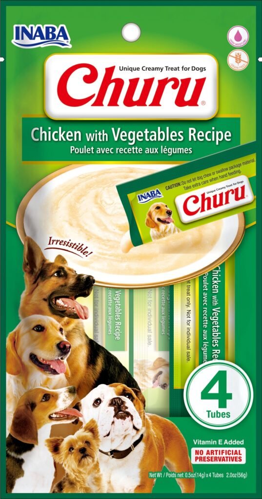 Inaba Dog Snack Churu 4 Piezas - Chicken With Vegetables 56 Gr