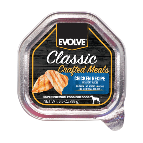 Evolve Dog Classic Bandeja Crafted Meals Pollo - 3.5 Oz - 99 Gr