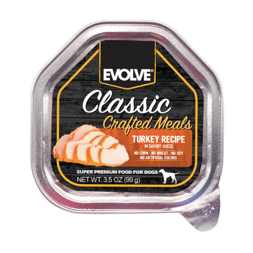 Evolve Dog Classic Bandeja Crafted Meals Pavo - 3.5 Oz - 99 Gr